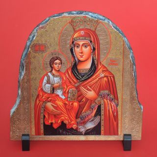 ИКОНА Света Богродица нарисувана на камък 